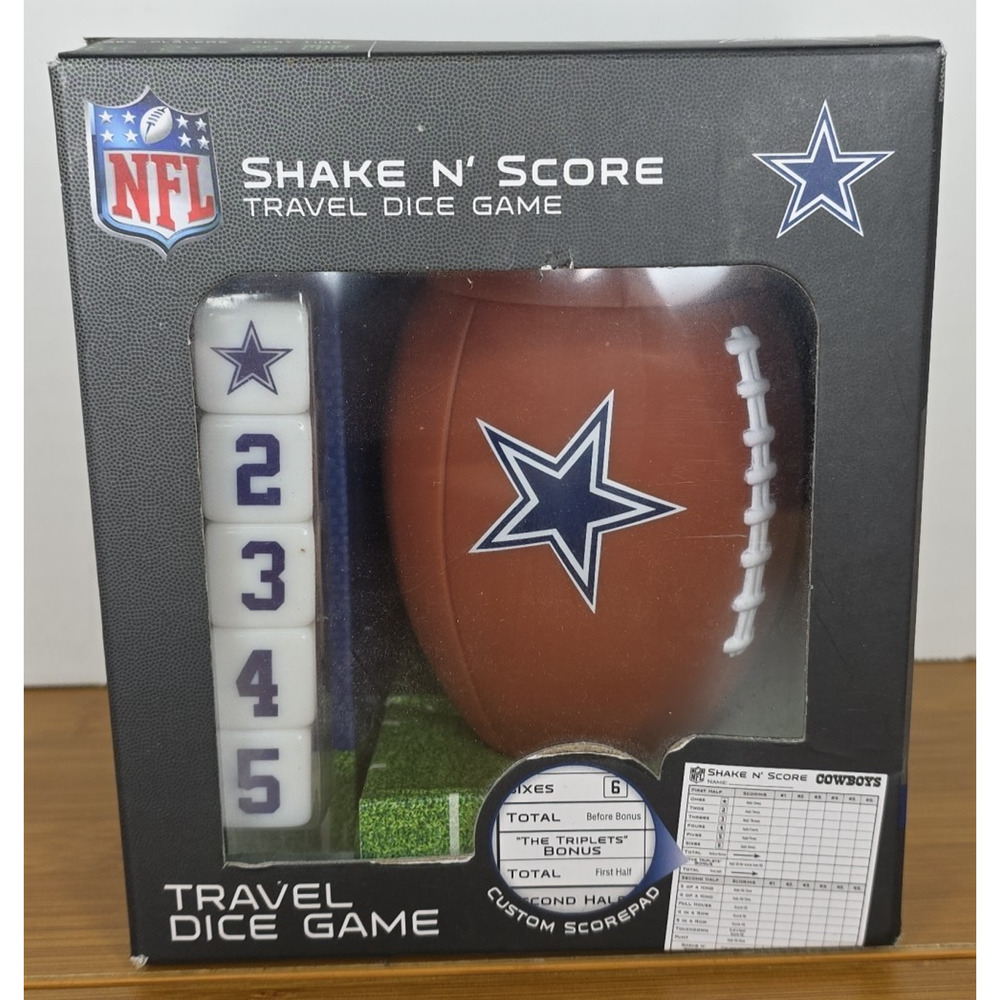 NFL Dallas Cowboys Team Logo on Shake 'n‎ Score Travel Dice Game NIB